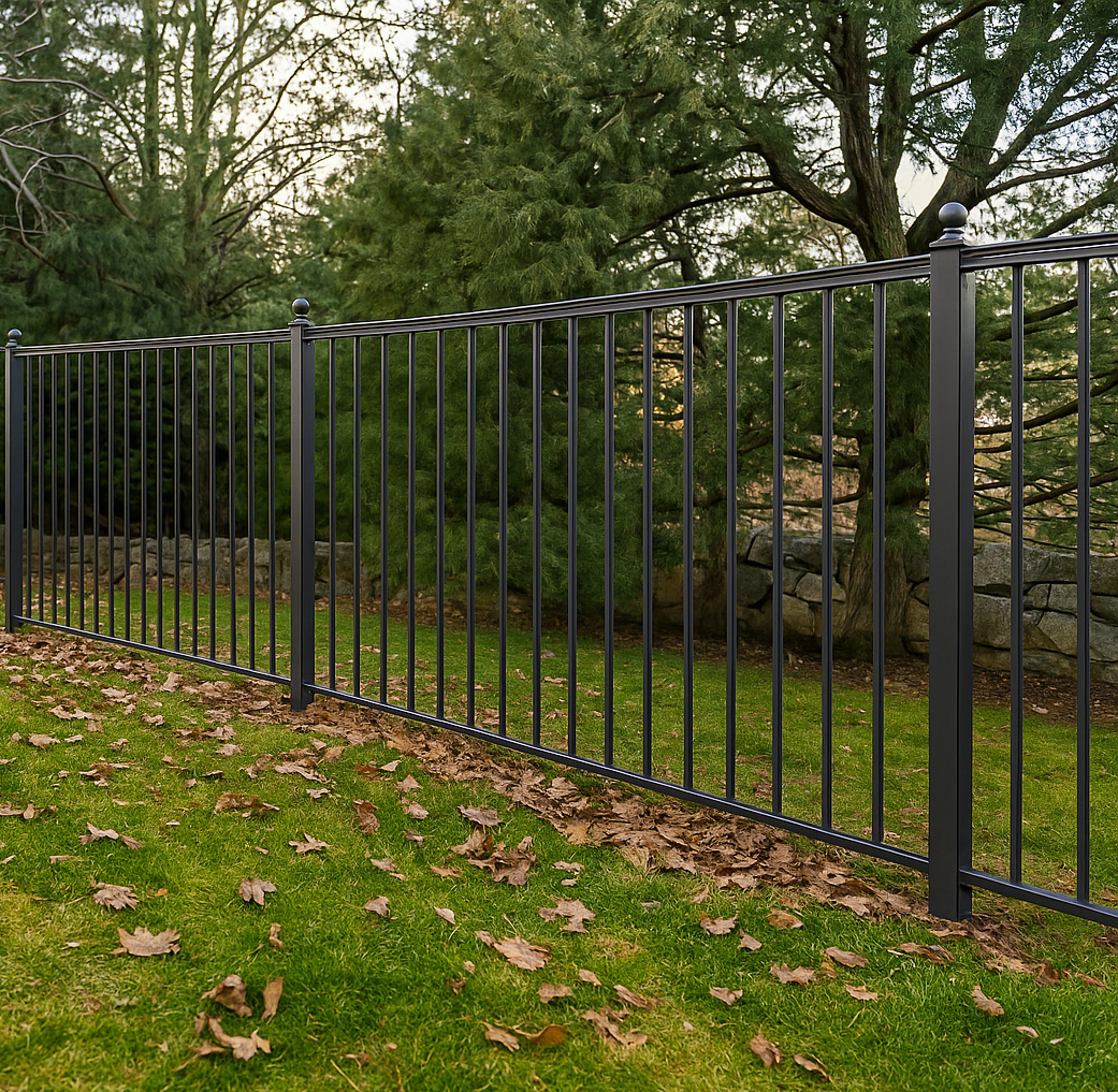 Durable aluminum fencing around a home
